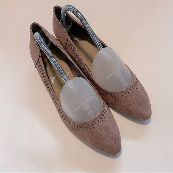 Seychelles Anthologie Point toe low wedge leather cut faux suede brown Deville 9 - Picture 2 of 8